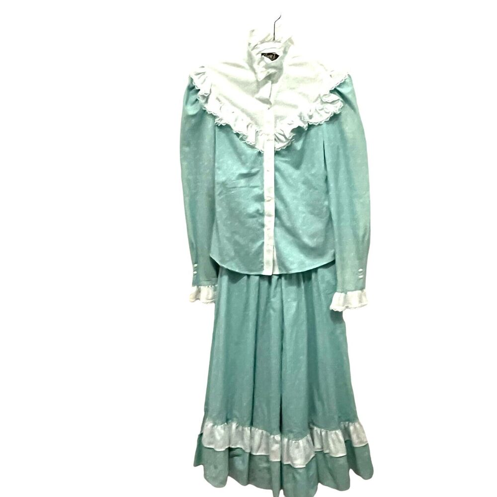 Prairie Top Skirt Set Vintage Circle T Womens Green White Dainty Floral Western